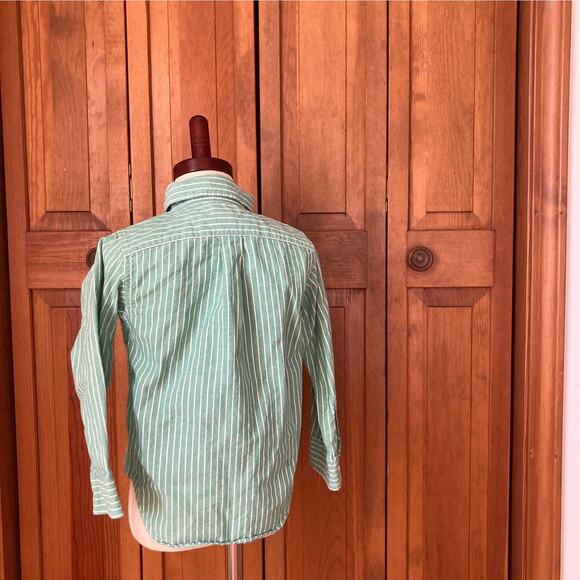 Chaps Green and White Striped Buttondown, Size 4T - Picture 3 of 5